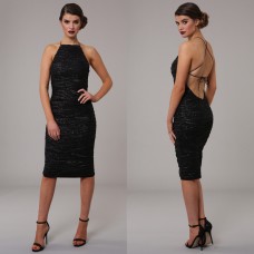 Honor Gold Luxe Harley Midi Sequin Dress Black