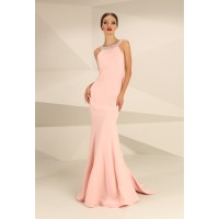 Nataliya Couture Dress Margo Backless Embellished Gown Pink