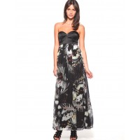 Karen Millen Butterfly Print Maxi Dress Black Multi
