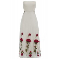 Sarvin Gwyneth Strapless Floral Dress Ivory