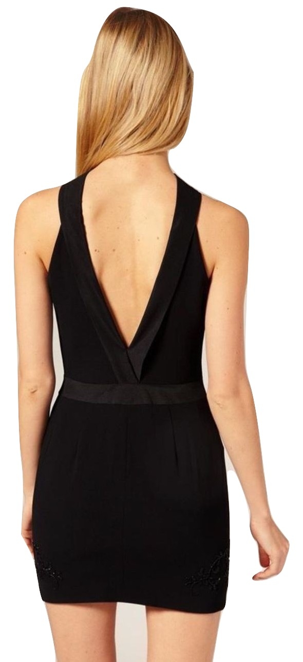 Karen Millen Beaded Crepe Mini Dress Black