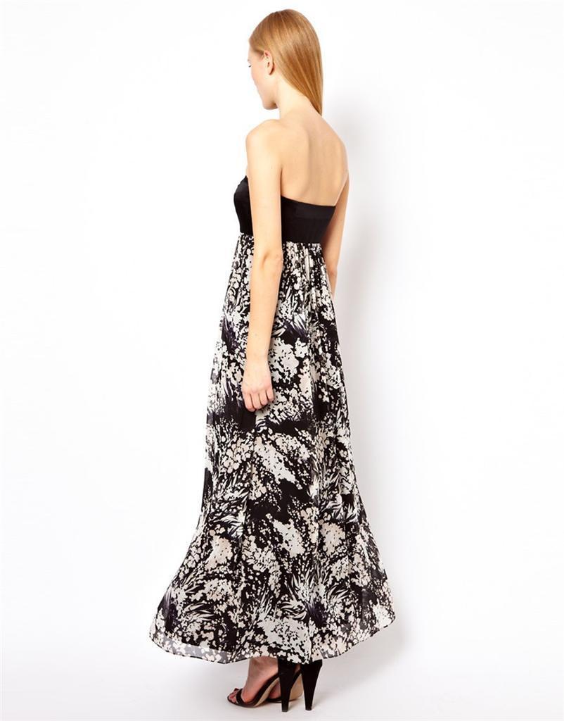 Karen Millen Fluid Print Maxi Dress Black white Multi DQ217