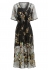 Sarvin Natalie Black Floral Midi Dress