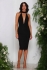 Elle Zeitoune Black Choker Pencil Midi Dress