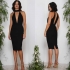 Elle Zeitoune Black Choker Pencil Midi Dress