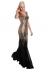 Goddiva Maxi Sequin Chiffon Long Dress Black Gold
