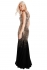 Goddiva Maxi Sequin Chiffon Long Dress Black Gold
