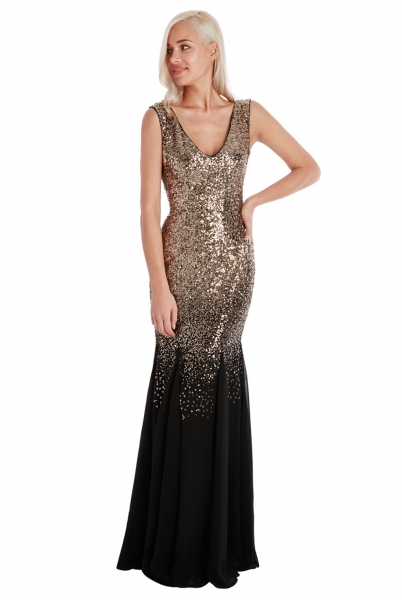 Sophira Sequin Dress In Black With Multi Sparkle – St Frock
