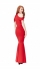 Goddiva Cut-Out Shoulder Fishtail Maxi Dress Red