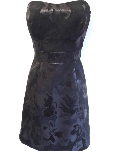 Karen Millen Metallic Jacquard Prom Dress Black
