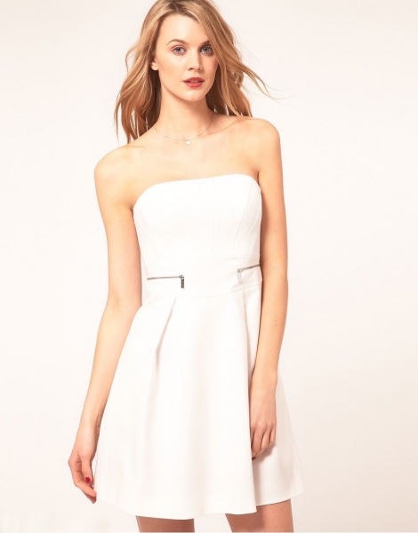 Karen Millen Tailored Strapless Dress White
