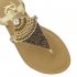 Ravel Beaded Leather Flat Sandals Gold