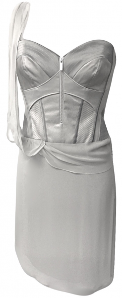 Karen Millen Silk Draped Corset Dress Grey
