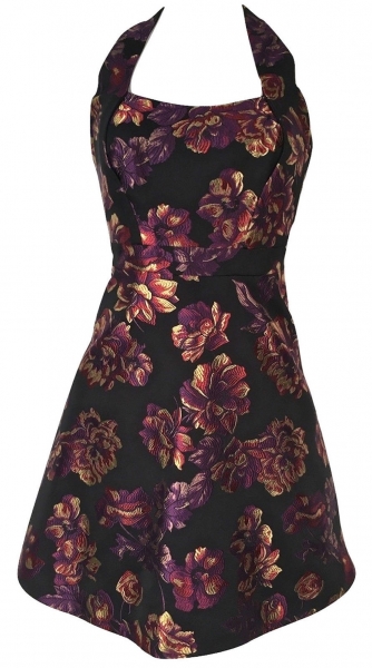 Karen Millen Jacquard Floral Halterneck Dress Black