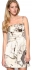 Karen Millen Strapless Jewel Print Silk Dress Beige
