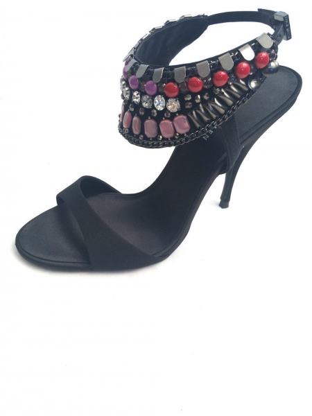 Karen Millen Tribal Beaded Sandals Black