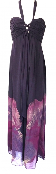 Karen Millen Floral Halterneck Silk Maxi Dress Purple