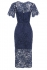 Sarvin Hannah Lace Midi Dress Blue