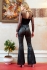 Sarvin Sly Black Stripe Sheer Flared Trousers