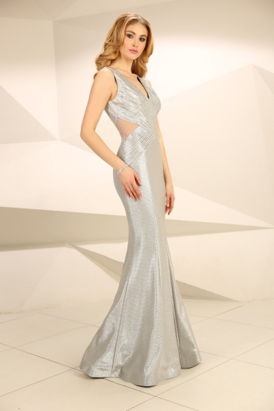 Nataliya Couture Dress Abigail Gown in Silver